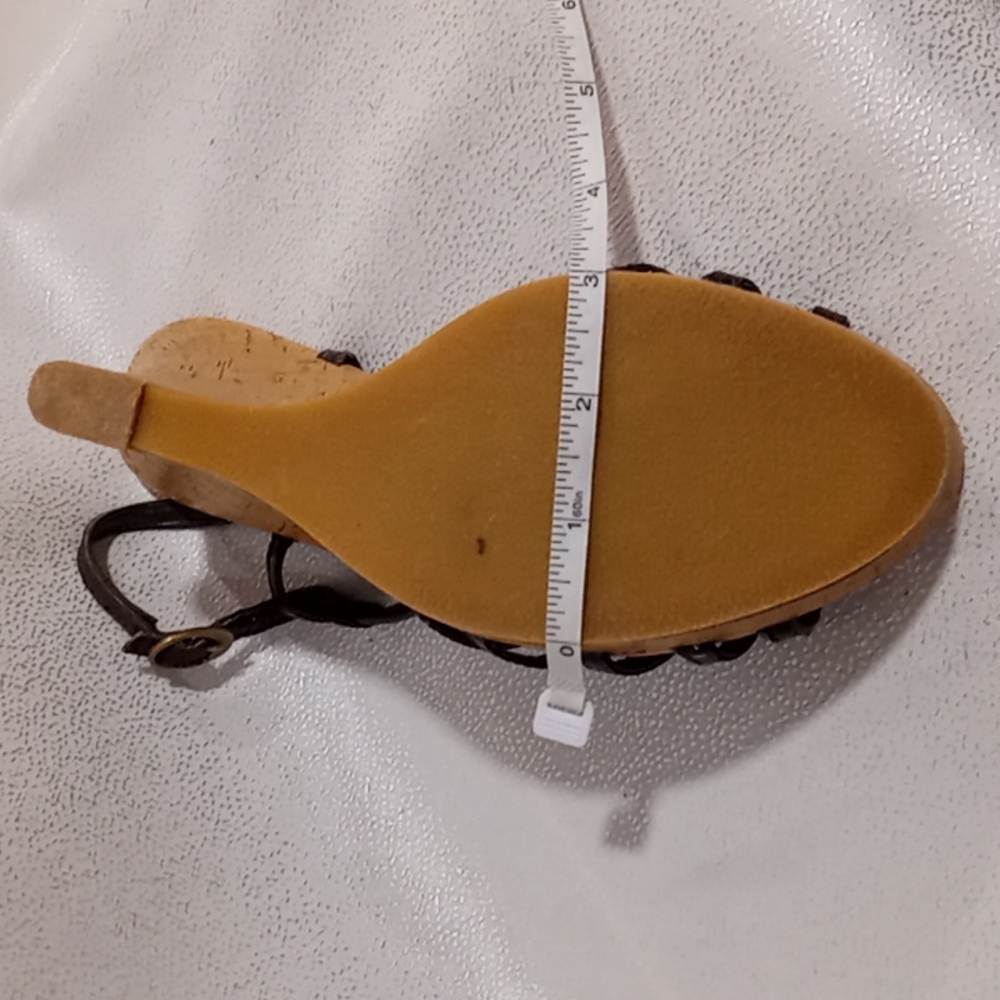 Le Chateau Dark Brown Strappy Wedge Sandals - Picture 6 of 10